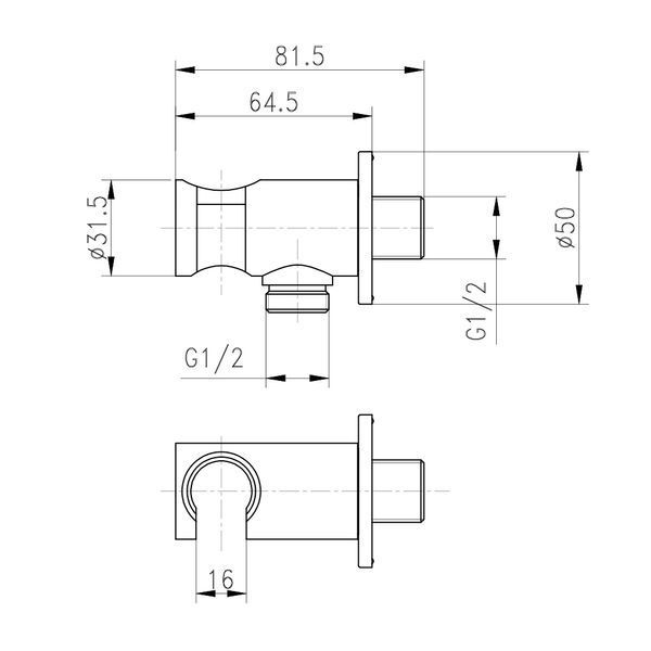 Підключення з тримачем для шланга Qtap Spojeni округле QTCRMBH030 Chrome SD00035718 фото