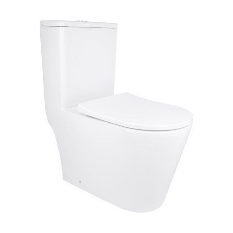 Унітаз-моноблок підлоговий Qtap Swan Ultra Quiet безобідковий з сидінням Soft-close WHITE QT16226080AW SD00052582 фото