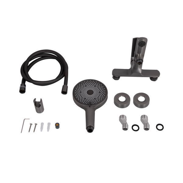 Змішувач для ванни Qtap Slavonice (з душовим гарнітуром) QTSLV259GMB48035 Gunmetal Black PVD SD00054159 фото