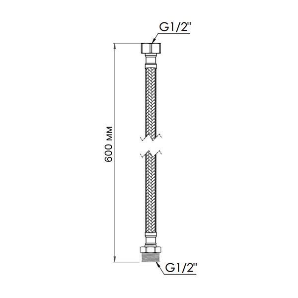 Шланг для води Thermo Alliance Standart 60 см NYLON 1/2"x1/2" ВЗ TAS388W60 SD00052989 фото