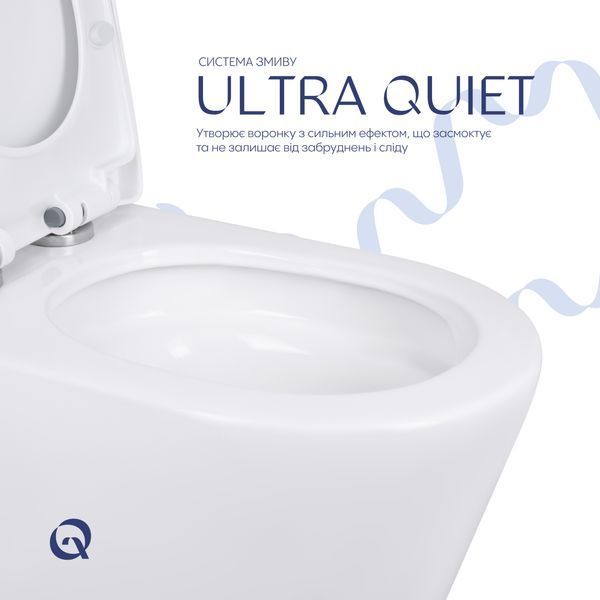 Унітаз-моноблок підлоговий Qtap Swan Ultra Quiet безобідковий з сидінням Soft-close WHITE QT16226080AW SD00052582 фото