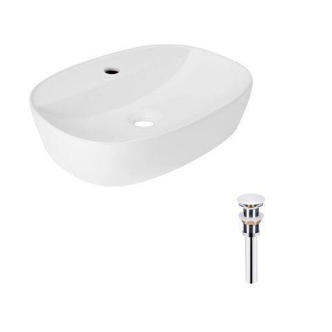 Комплект Qtap Scorpio: Раковина накладна овальна 500x380x120 мм White + Донний клапан PU02 SD00053437 фото