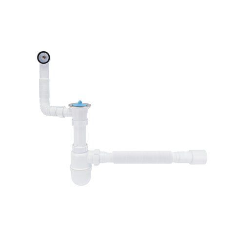Сифон для кухонної мийки Lidz (WHI) 60 08 E004 00 з круглим переливом (вихід 50 мм) SD00042751 фото