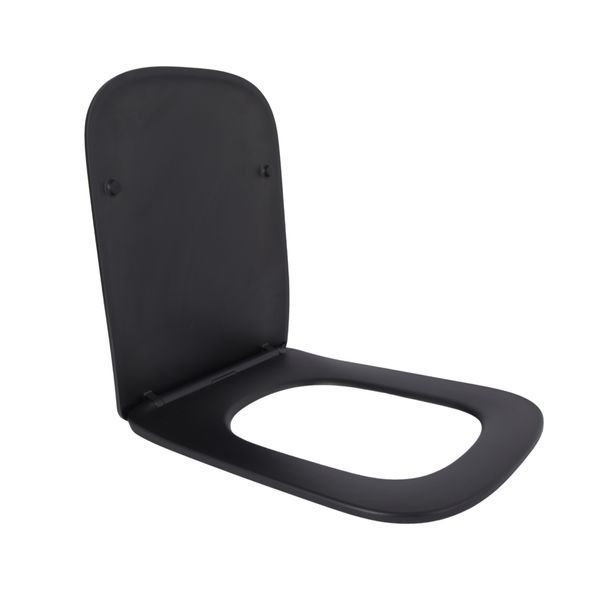 Сидіння для унітаза (Tern 490) 435x344x50 мм, Matt Black, з мікроліфтом, Slim Duroplast, Quick Release QTSC179MB47354 Qtap SD00053478 фото