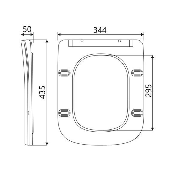 Сидіння для унітаза (Tern 490) 435x344x50 мм, Matt Black, з мікроліфтом, Slim Duroplast, Quick Release QTSC179MB47354 Qtap SD00053478 фото
