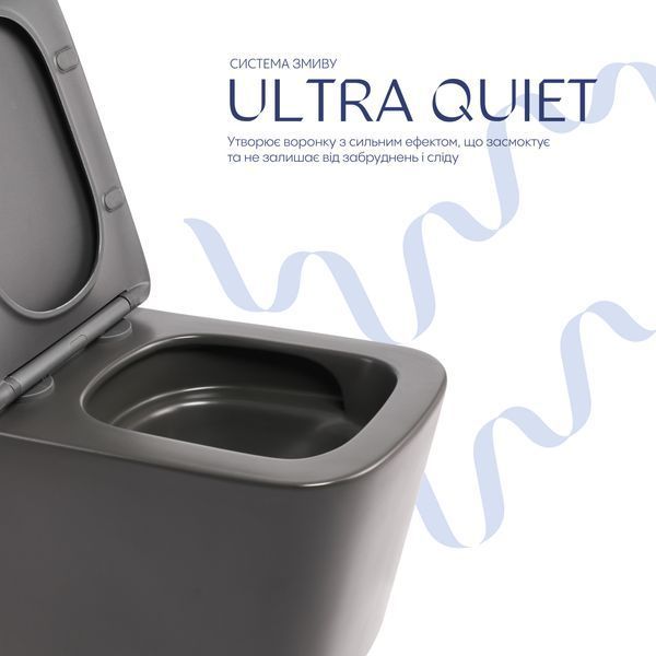 Унітаз підвісний Tern Ultra Quiet 490&times;365&times;325&nbsp;мм, Anthracite, з сидінням Slim Duroplast / Soft-close / Quick Release QT17332303ASAN Qtap SD00054288 фото