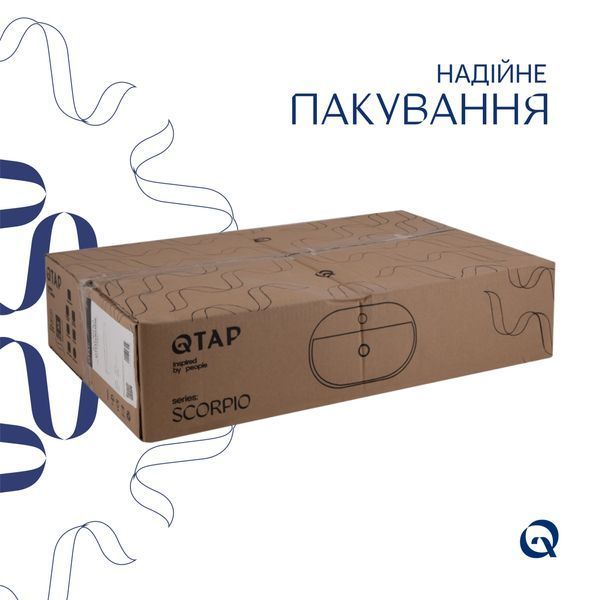 Комплект Qtap Scorpio: Раковина накладна овальна 600х400х120 мм White + Донний клапан PU02 SD00053439 фото