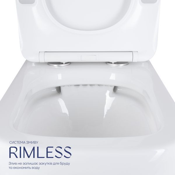 Унітаз підлоговий Qtap Stenava Rimless безобідковий з сидінням Soft-close WHITE QT27228303W SD00052621 фото