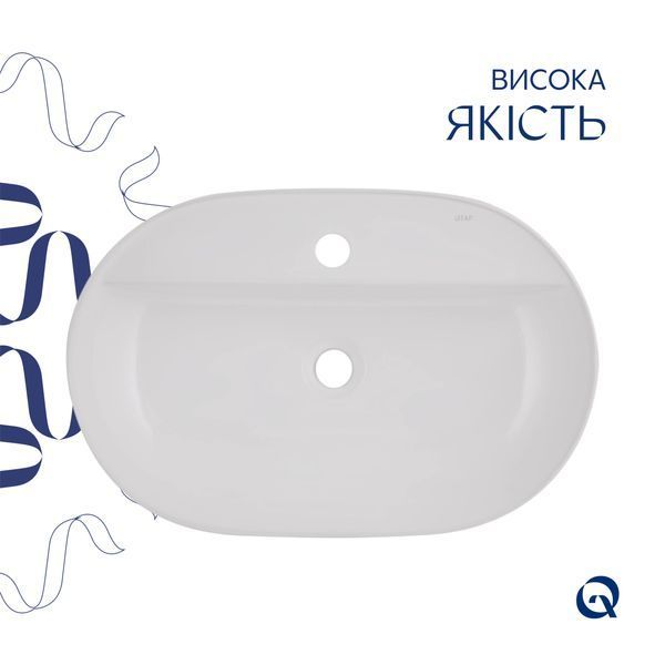 Комплект Qtap Scorpio: Раковина накладна овальна 600х400х120 мм White + Донний клапан PU02 SD00053439 фото