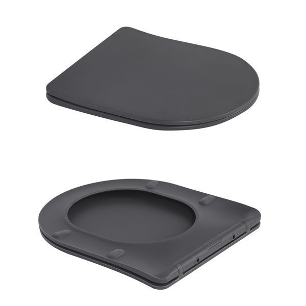 Унітаз підвісний Robin Ultra Quiet 490&times;365&times;325 мм, Anthracite, з сидінням Slim Duroplast / Soft-close / Quick Release QT13332381АSAN Qtap SD00054283 фото