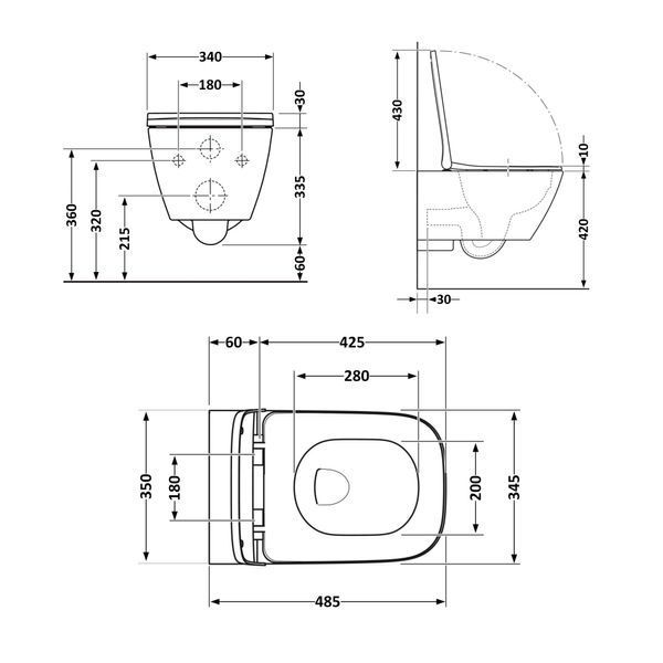Унітаз підвісний Qtap Tern безобідковий з сідінням Soft-close QT1733052ERW SD00037240 фото