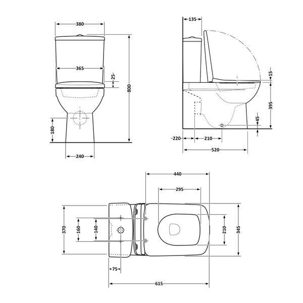 Унітаз підлоговий Qtap Aries Rimless безобідковий з сидінням Soft-close WHITE QT03228302W SD00052628 фото