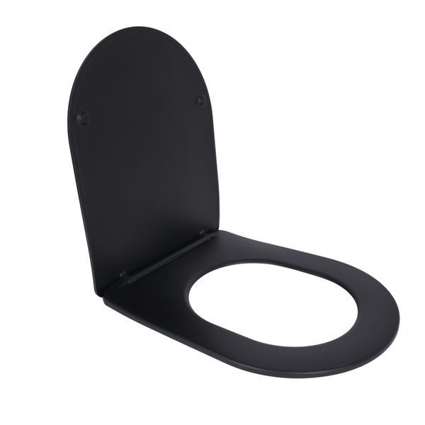 Сидіння для унітаза (Robin 660, Scorpio 520,660) 460x362x50 мм, Matt Black, з мікроліфтом, Slim Duroplast, Quick Release QTSC179MB47352 Qtap SD00053476 фото