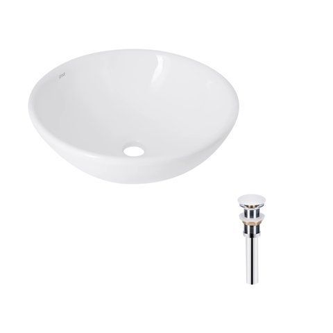 Комплект Qtap Owl: Раковина накладна кругла 400х400х155 мм White + Донний клапан PU02 SD00053443 фото