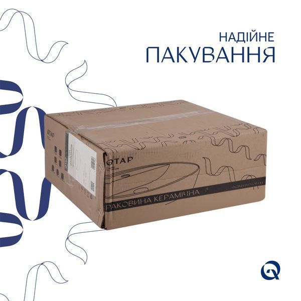 Комплект Qtap Owl: Раковина накладна кругла 400х400х155 мм White + Донний клапан PU02 SD00053443 фото
