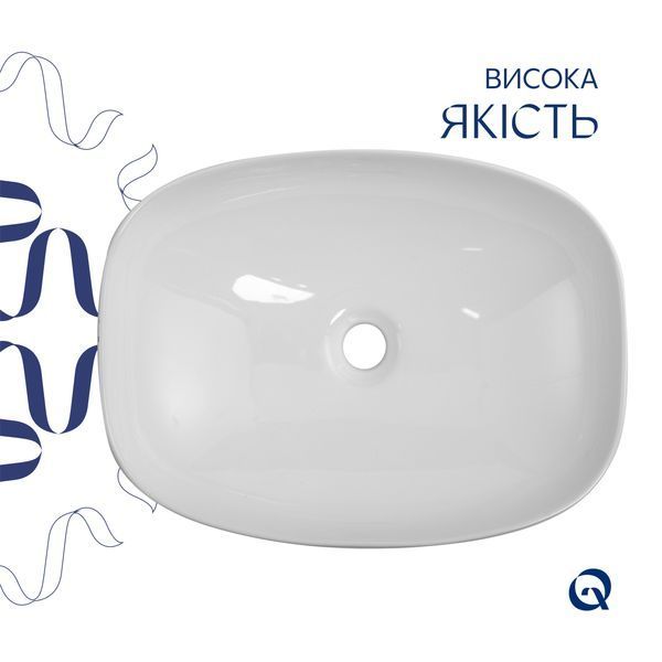 Раковина накладна Qtap Robin 500х380х140 мм, Marble, прямокутна, з донним клапаном QT04116302MR SD00054299 фото
