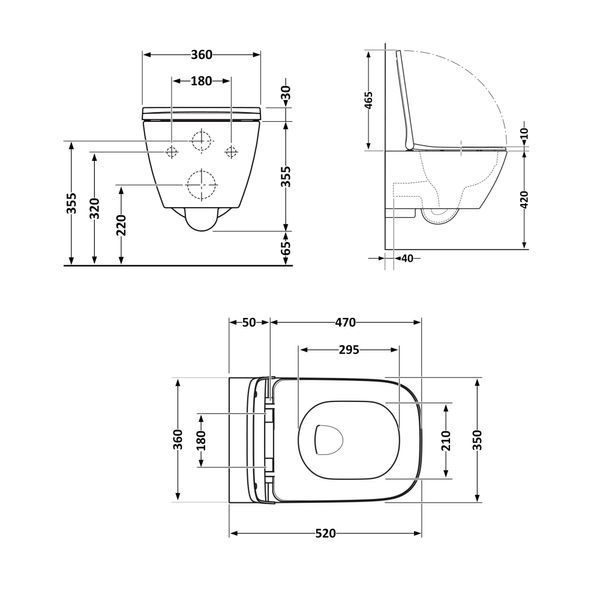 Унітаз підвісний Qtap Crow безобідковий з сідінням Soft-close QT05335170W SD00036222 фото