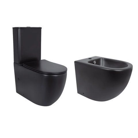Акційний набір: Унітаз напольний Robin Ultra Quiet QT13226083AMB 660x360x855 Black + Біде напольне Robin QT13442141CMB 565x360x405 Black SD00054052 фото