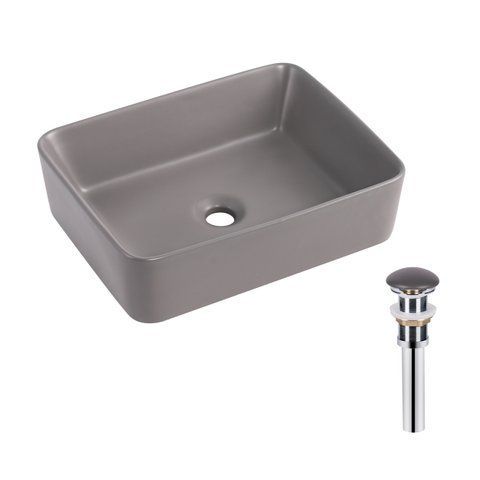 Раковина накладна Qtap Tern 480x370x135 мм, Stone grey, прямокутна, з донним клапаном QT17116069SG SD00054301 фото