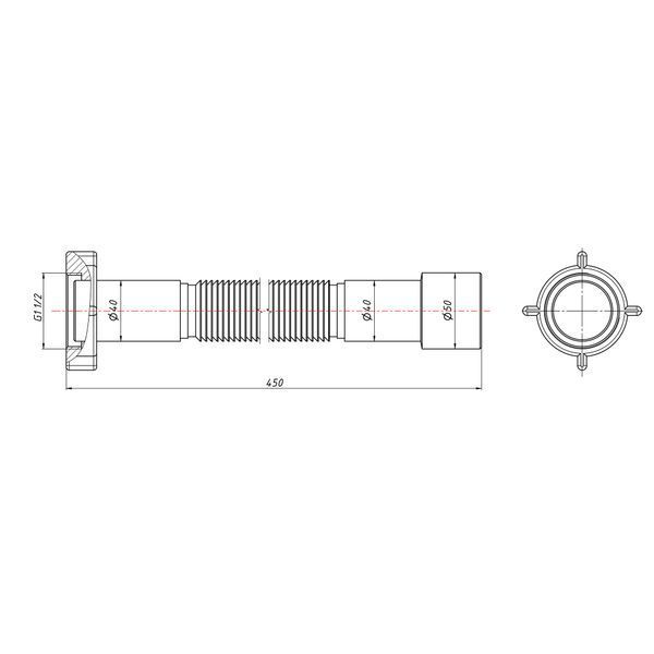 Гнучка труба Lidz (WHI) 60 01 G002 01&nbsp;з накидною гайкою&nbsp;1 1/2"&nbsp;довжина&nbsp;1200&nbsp;мм SD00042776 фото