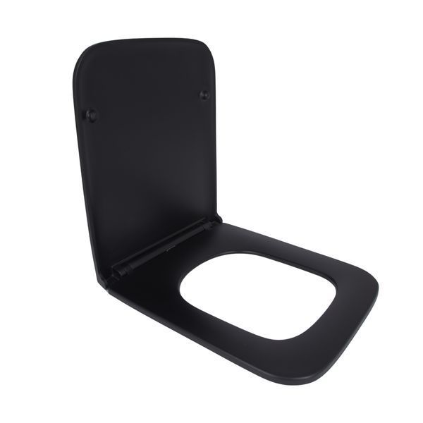 Сидіння для унітаза (Gemini) 435x357x37&nbsp;мм, Matt Black, з мікроліфтом, Slim Duroplast, Quick Release QT99HY2312MB Qtap SD00053516 фото