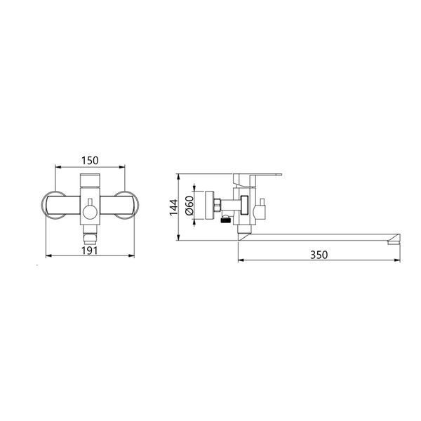 Змішувач для ванни Lidz Luna 005 (з душовим гарнітуром) (k35) LDLUN005NKS46093 Nickel SD00052217 фото