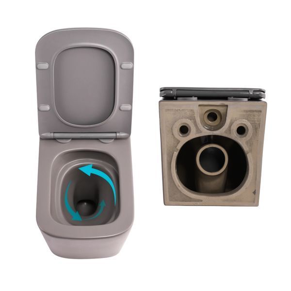 Комплект Qtap Tern Stone grey 3 в 1: підвісний унітаз Ultra Quiet + біде підвісне + раковина накладна QTTERSG49162 SD00055286 фото