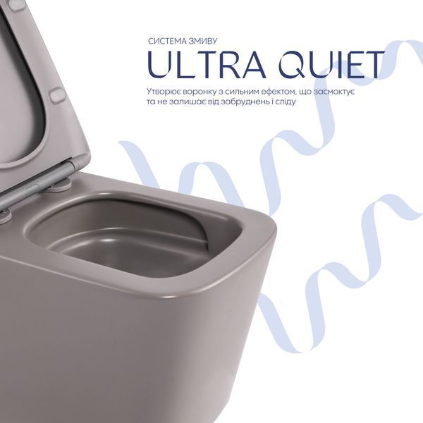 Унітаз підвісний Tern Ultra Quiet 490&times;365&times;325 мм, Stone Grey, з сидінням Slim Duroplast / Soft-close / Quick Release QT17332303ASSG Qtap SD00054289 фото