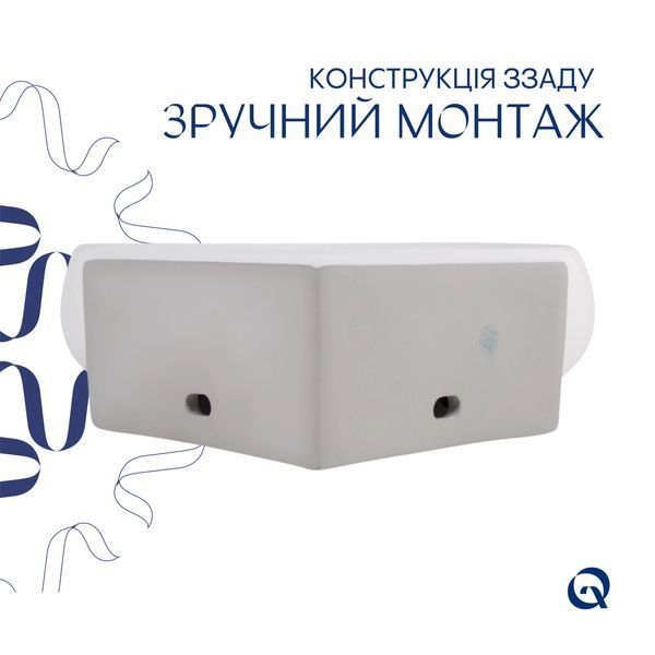Комплект Qtap Leo N: Раковина підвісна угловая овальна 380x360x130 мм WHITE + Донний клапан PU02O SD00053455 фото